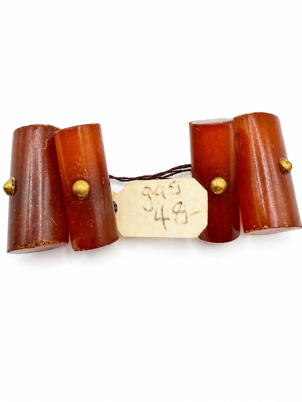 Vtg Bakelite Cufflinks Brown Amber Chain Link Double End Bar 1930s Art Deco